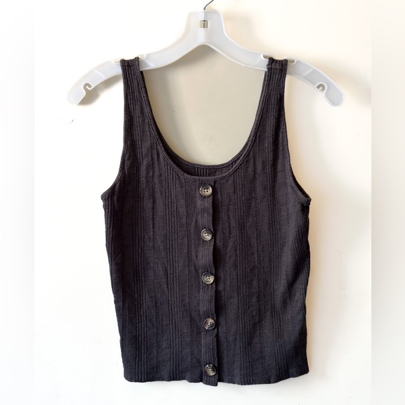 American Eagle Outfitters Tops - American Eagle Button Down Crop Tank Top | Gray |M